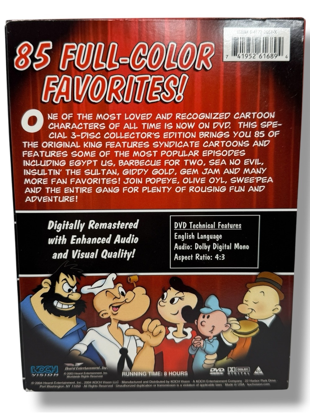 Popeye 75th Anniversary Collector’s Edition DVD 3 Discs Box Set, Full Color - Picture 2 of 8